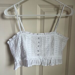 White Lace Trimmed Women's Top